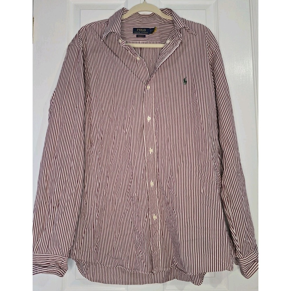 POLO Ralph Lauren Classic Fit Striped Stretch Poplin Shirt XL 17 1/2